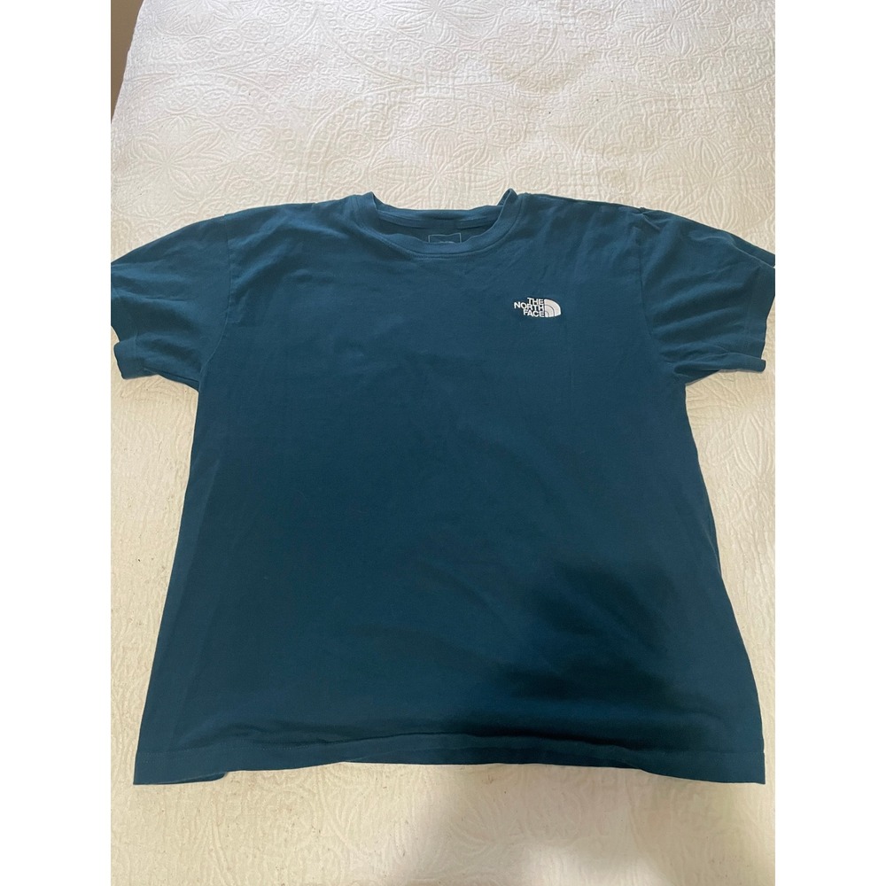 The North Face Circular Design Mens T Shirt Teal Crew Neck Logo Size M